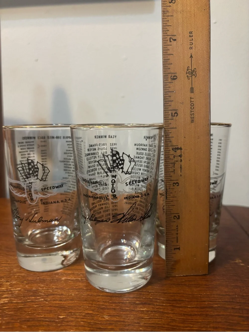 Vintage Tony Hulman Indianapolis Motor Speedway Glasses - Set of 3
